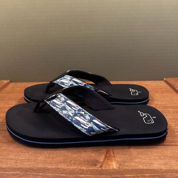 Vineyard Vines Womens Blue Fish Classic Flip Flops Sandals Size 6 - Picture 1 of 8